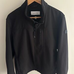 Calvin Klein Softshell Jacket Men’s M – Black, Fleece-Lined, Logo Collar
